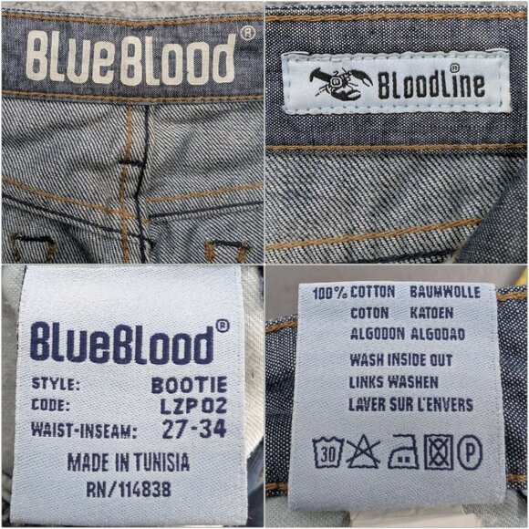 BlueBlood BloodLine Bootie Jeans Womens Blue Distressed Cotton Denim Size 27 - Picture 6 of 12